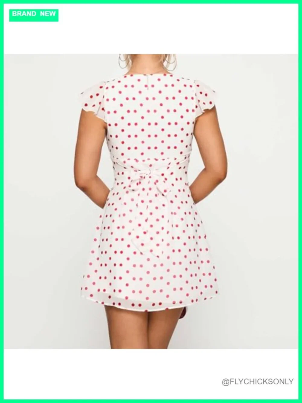 Polka Dot Mini Dress Sleeveless V Neck Ruffle Tie Back Summer